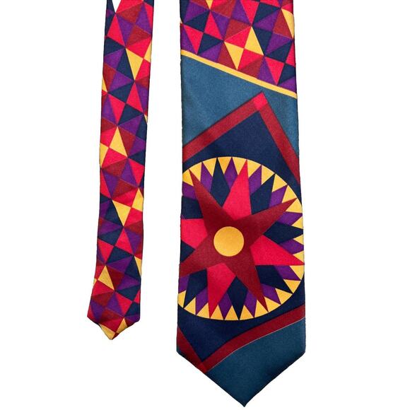 Metropolitan Museum Of Art Tie Silk Multi Color Geometric Graphic Print 4"x57" - Picture 1 of 6